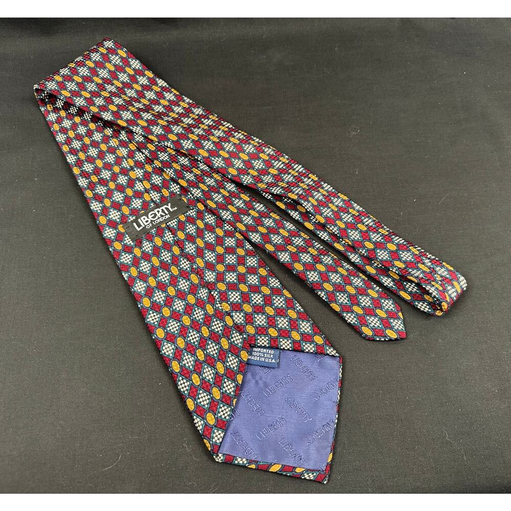 Liberty of London Men's Silk Diamond Geometric Pattern Tie Workwear Quiet Luxury